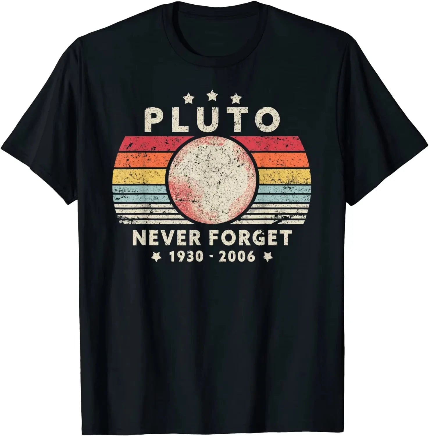2025 HOT style T Shirt Men Summer Tops Tees Male Never Forget Pluto Retro Style Funny Space Science Cotton T-shirts Unisex Tees