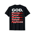 item picture mens black t shirt featuring a print in red and white that god fame a casual round neck tee suitable for any season designed for