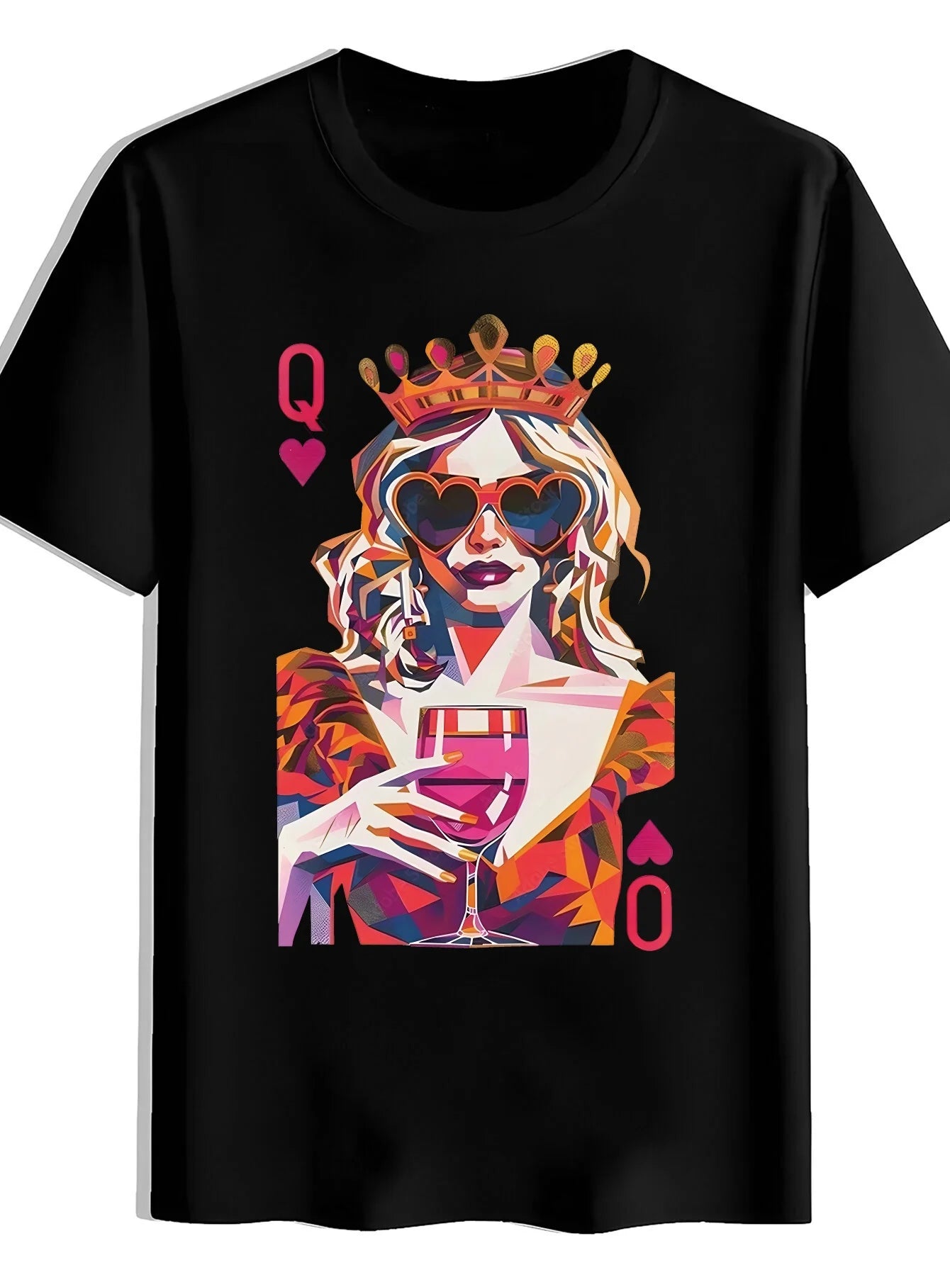 Men's Wrinkle-Resistant Quick-Dry T-Shirt with Female Crown Print Short-Sleeve Crew Neck - Soft Suitable for Daily Wear, Sports, Travel & Parties, Machine Washable Pilling-Resistant Top, Retains Shape for Gifts (Casual Wear for Dates/Touring)