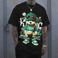 Streetwear hip-hop teddy bear print men’s T-shirt, Harajuku retro casual short-sleeve top, Y2K-style loose trendy tee. tiktokshopspringglowup,summervibes
