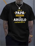 Men's Printed T-Shirt "Dad & Grandpa" Dual Identity Text Element Top, Daily Comfortable Breathable Casual T-Shirt