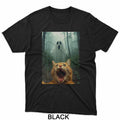 HOT SALE Cat Selfie with Ghost Halloween Kitty Spooky Ghost in Forest T-Shirt Tee Soft  Round-neck Tee Streetwear Style