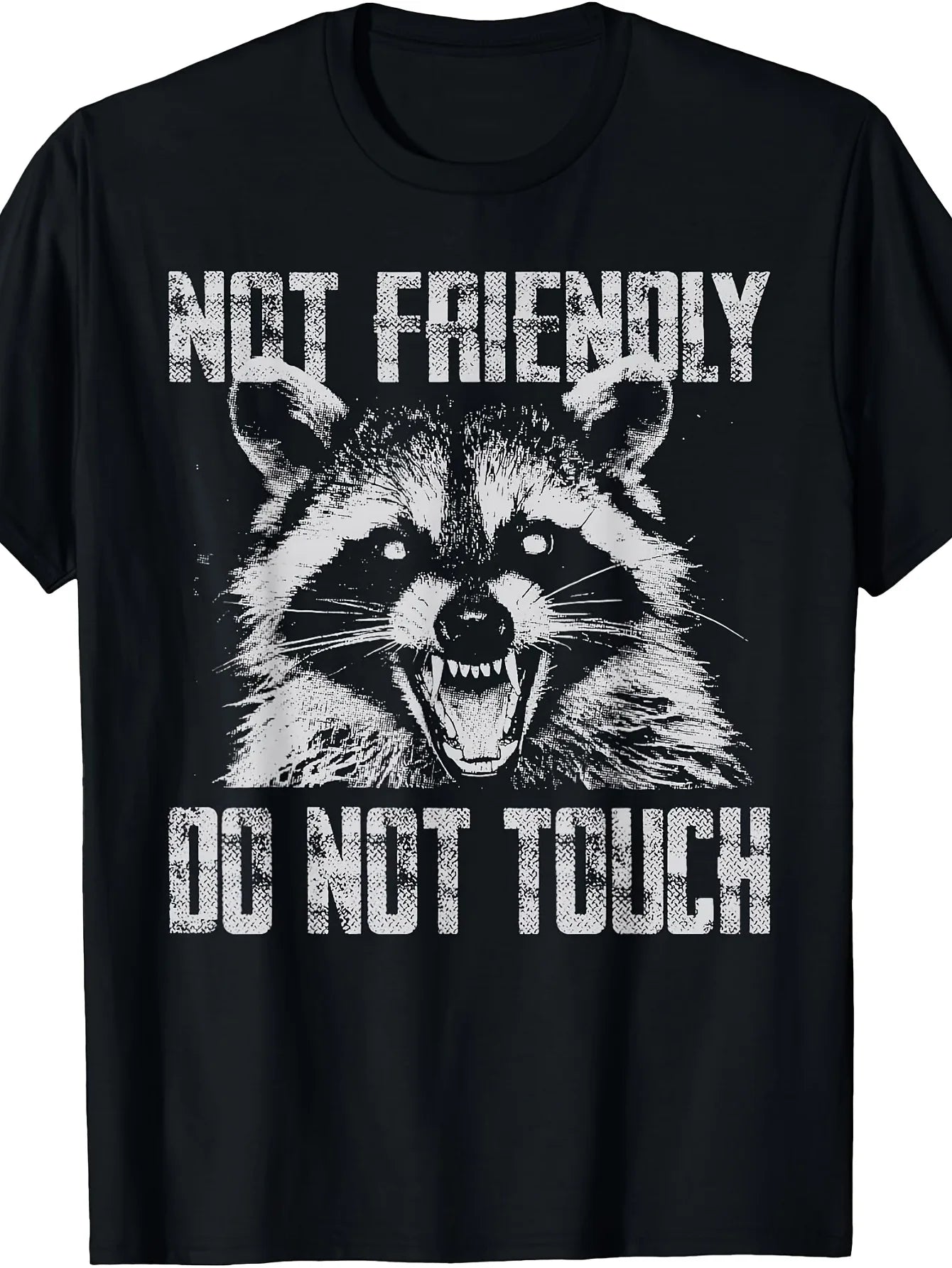 Funny Raccoon T-Shirt, Vintage-Style Non-Friendly, Please Do Not Graphic Tee, Raccoon Humorous Apparel, Washable Casual Top, Suitable All Seasons And Themed Occasions, Crew Neck T-Shirt, Printed T-Shirt, Unisex, Plus Size