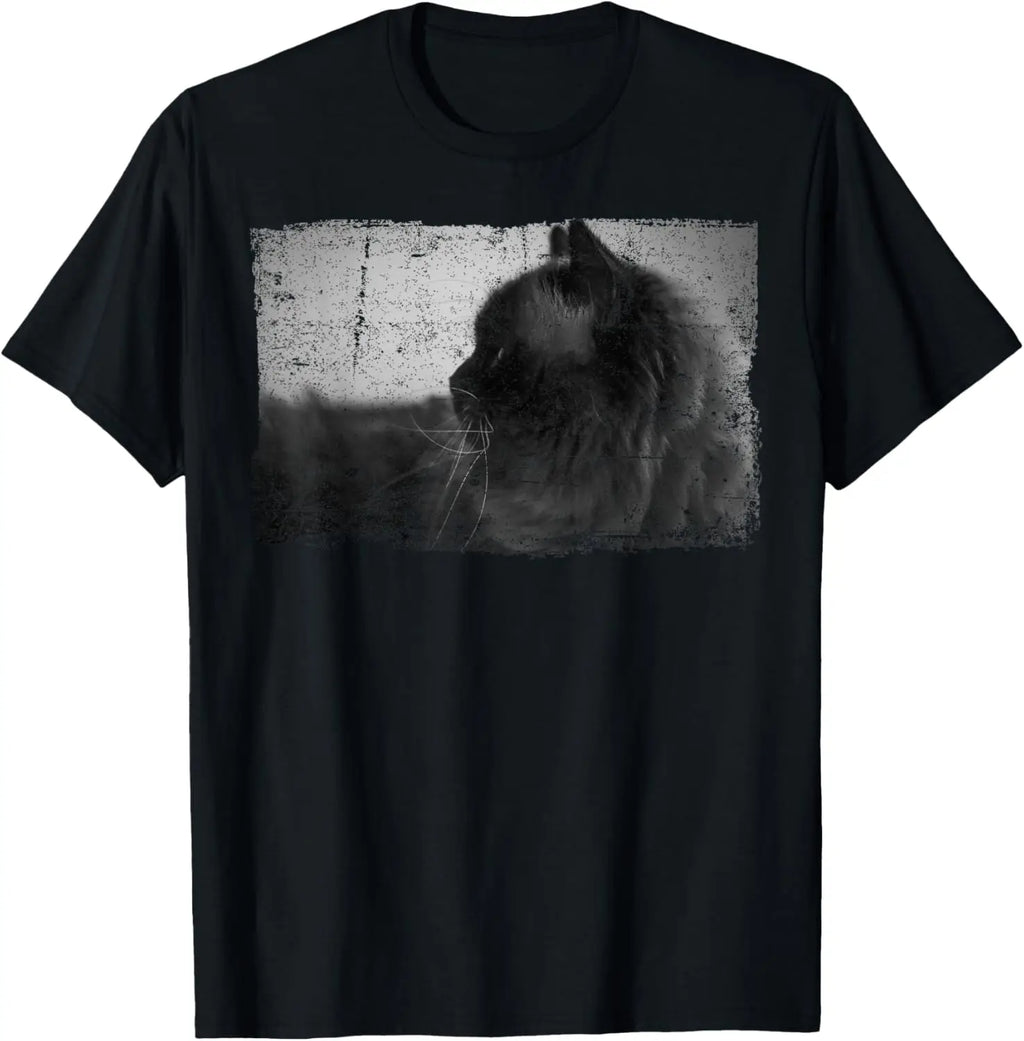 HOT SALE in Summer Black and White Photography of Himalayan Cat Breed Abstract T-Shirt Soft and Comfortable