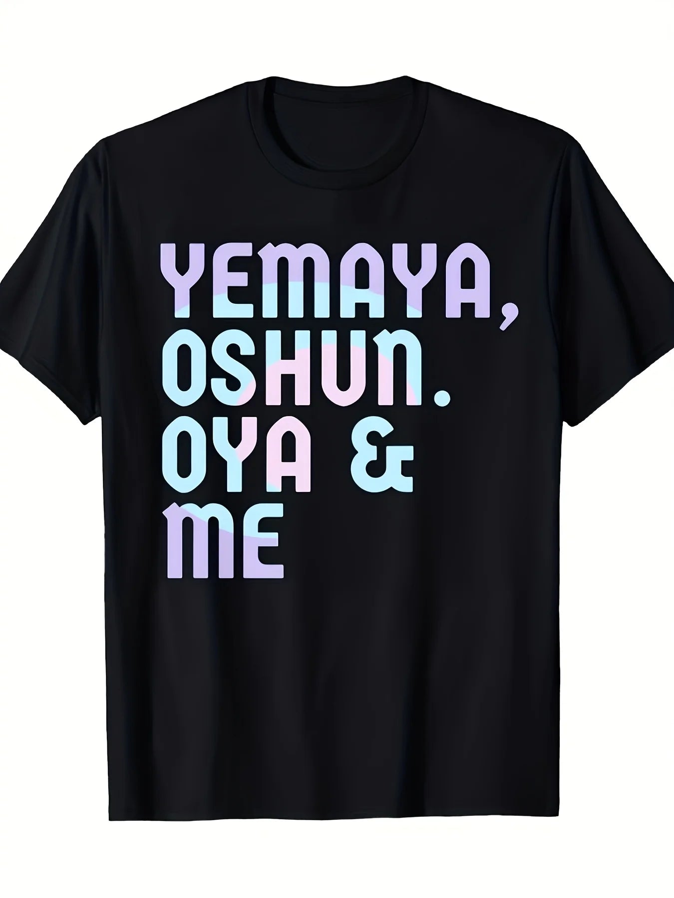 1pc Yemaya Oshun Oyat TShirt a Black RoundNeck Shirt Perfect for Occasions Like Mother's Day Father's Day Easter Valentine's Day Anniversaries And Gifts for Valentine's Day Suitable Forpure Cotton Breathable Sweat-wicking and Soft Suitable for Daily