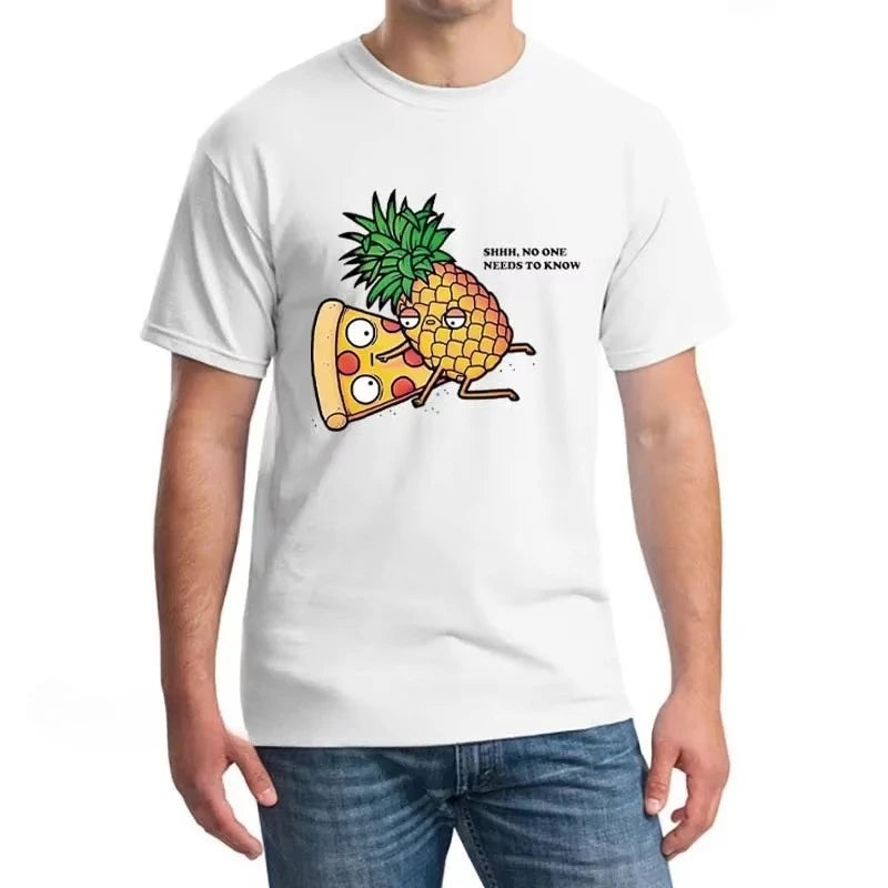 HOT SALE Men's Clothing Soft Pineapple Pizza Fruit Print T-shirt Harleyquill Style Top Casual Streetwear Men's Short-sleeved Tee