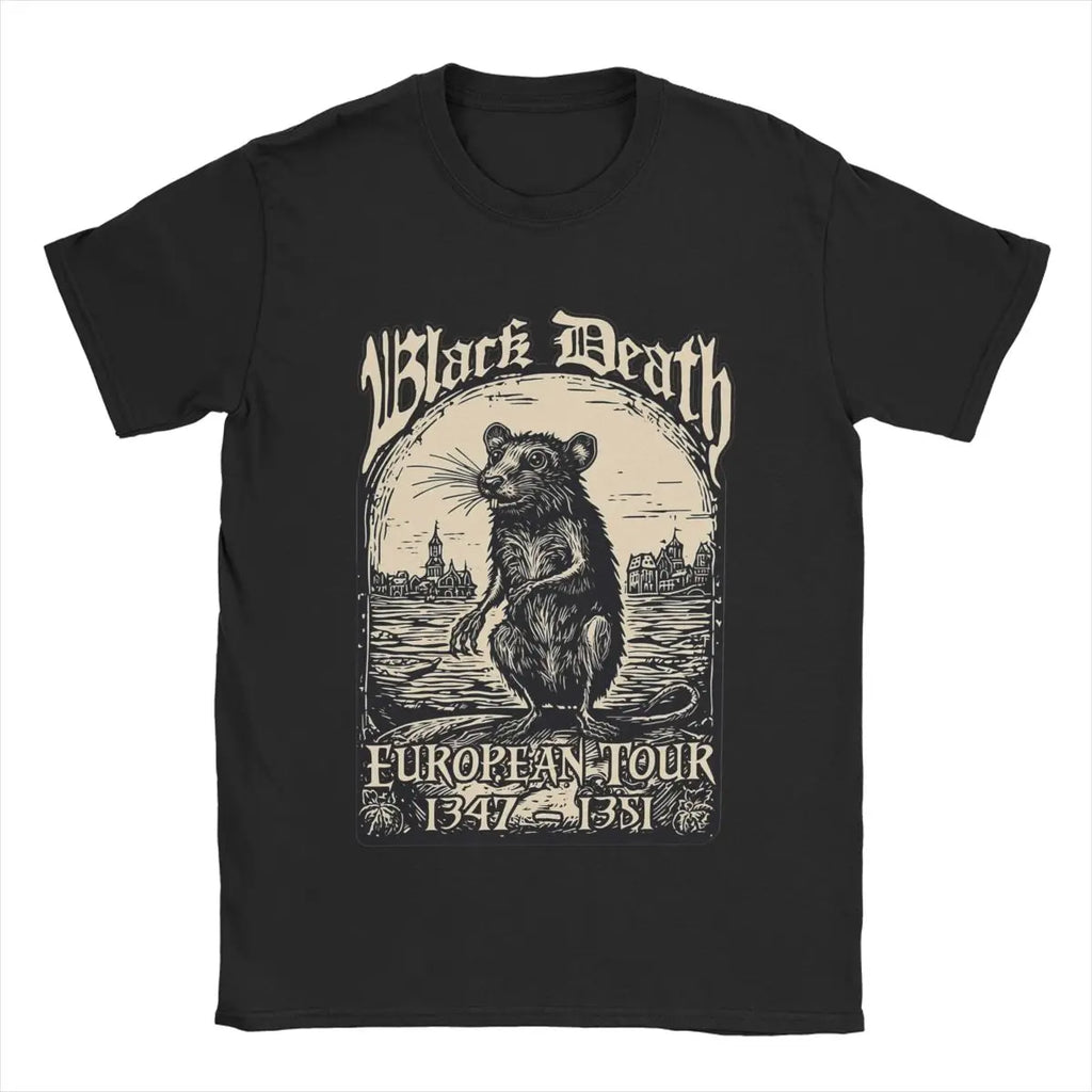 HOT SALE Men's Black Death European Tour T-shirt Soft Comfortable Cotton Clothing Fun Round Neck T-shirt Four Season Clothing
