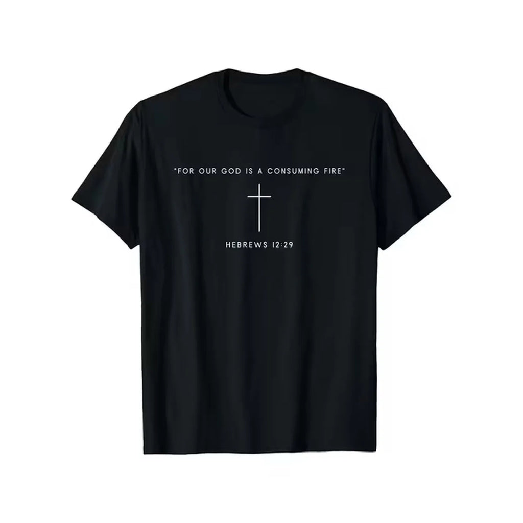 item picture mens t shirt with for our god is a consuming fire 12 29 bible verse neck short sleeve casual smooth texture for church bible study casual attire