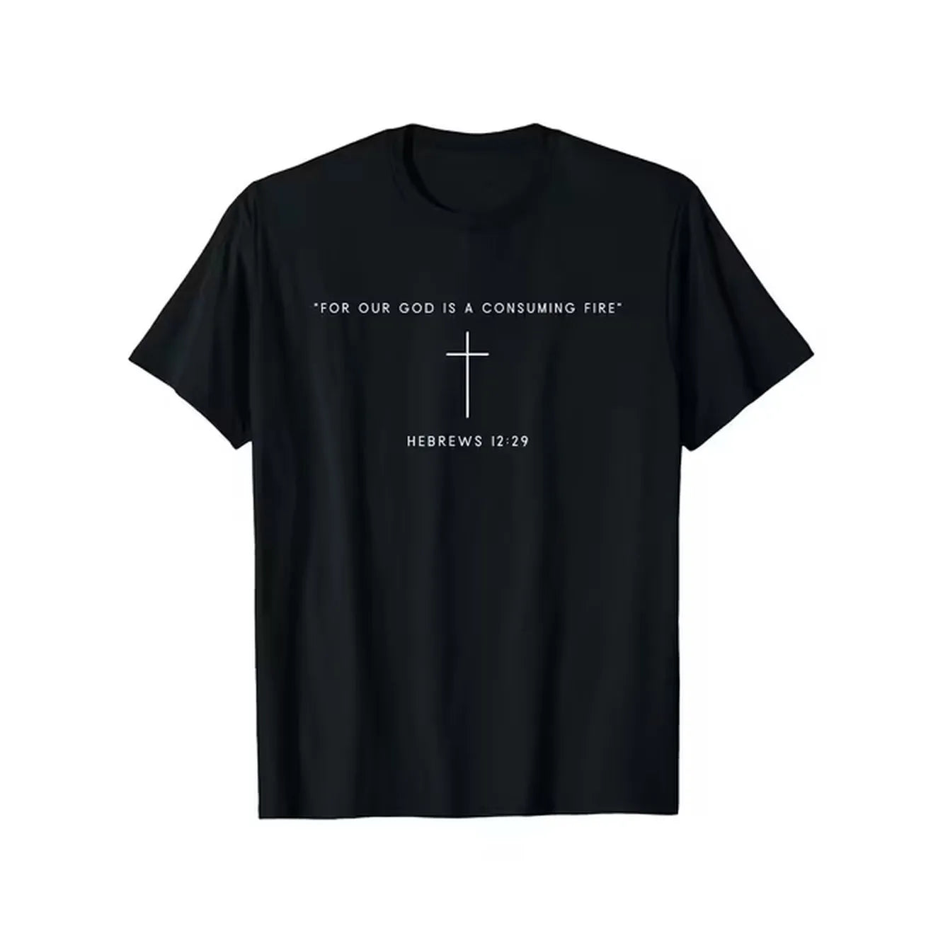 item picture mens t shirt with for our god is a consuming fire 12 29 bible verse neck short sleeve casual smooth texture for church bible study casual attire