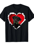 A Black Labrador Rose-Themed Valentine'S Day Couple'S T-Shirt for Men - a Gift T-Shirt