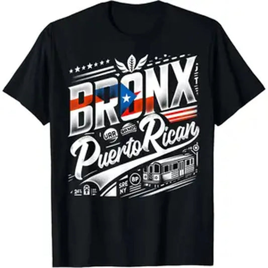 [Bronx Puerto Rican Pride Tee] 100% Cotton Bronx Puerto Rican Pride T-Shirt - Soft, Breathable, Cartoon Print Tee for Men - Machine Washable, Crew Neck, Short Sleeve