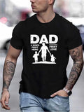 Plus-size Fashion T-shirt, Featuring Trendy Prints, with the Distressed Black Letter "DAD" Printed on the Chest, Along with Creative Prints of Father-son or Father-daughter Silhouettes and Slogans. The Design Is Inspired by Fatherly Love and Vi