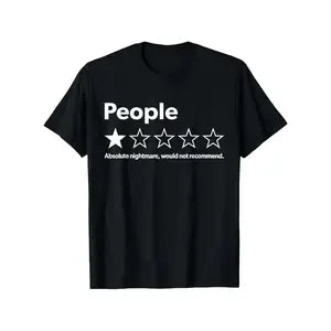Men Women Funny One Star People Review Graphic T Shirt Short Sleeve Black Casual Outdoor Daily Humor Tees Unisex Adult Tops