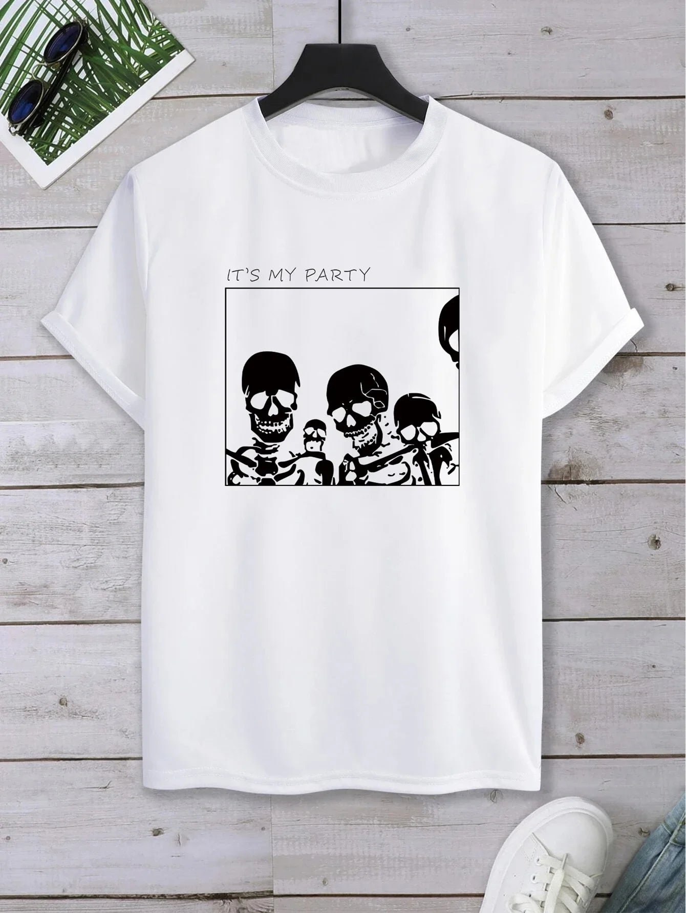 HOT SALE All Saints' Day Style Skull Pattern Men's T-shirt Street Rock Hip-hop Streetwear Grenoble Heavy Metal Rock Top Clothing
