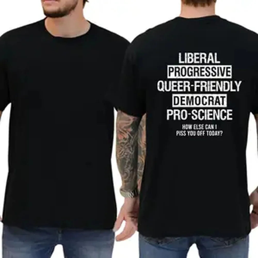 Graphic T-shirt with Progressive Liberal Print, Unisex Soft Cotton Casual Top with a Seamless Round Neck