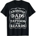 Men's Funny Graphic T-Shirt for Dads, 'Tattoos & Beards' Print, Soft 100% Cotton Casual Round Neck Shortsleeve Top