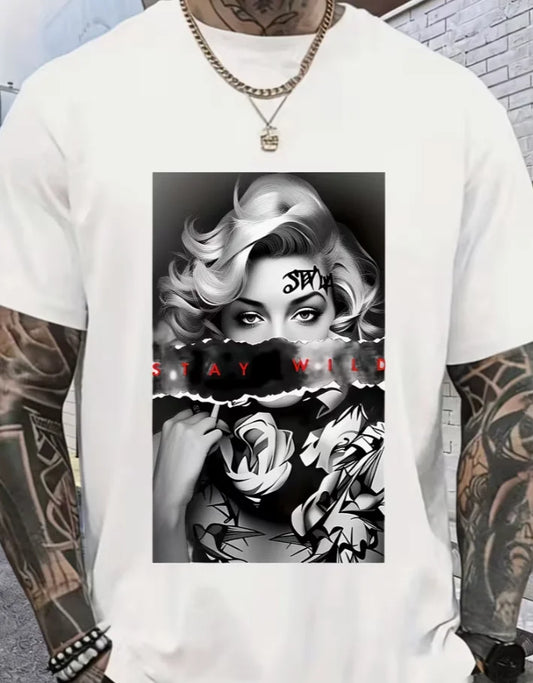 Stay Wild T-Shirt for Men  180g Comfort Fit  Perfect Gift for Family Friends  Memorial Day  Trendy  Team Events & Summer Outings