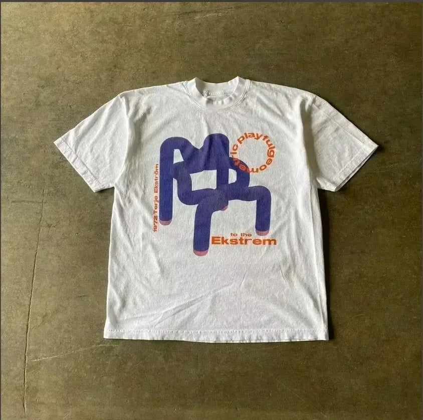 2025 Summer Fashion Tee Men Women Cotton T-shirt Y2K Loose Street Letter Print Short Sleeve Casual T-shirt  Retro Harajuku Top
