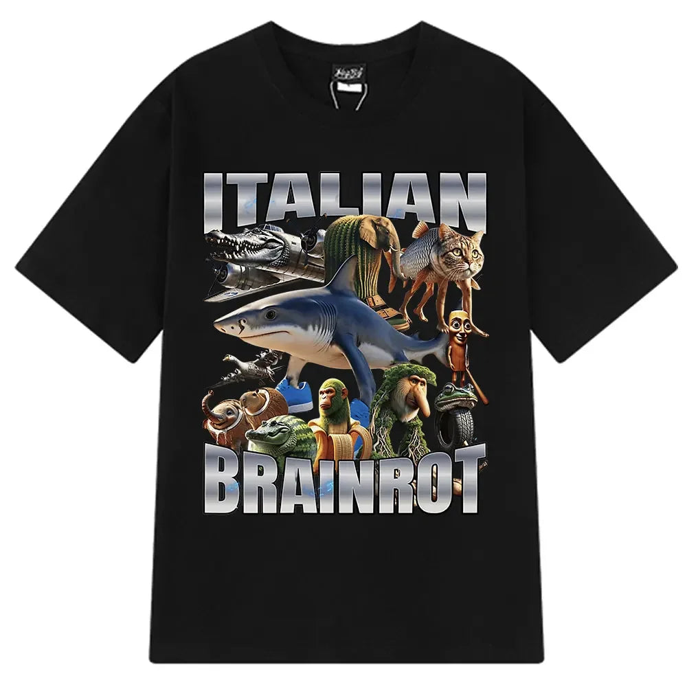 HOT  Brr Brr Patapim T Shirt Funny Italian Brainrot Meme Graphic T-shirt Men Women Summer Cotton Cozy Soft O-Neck T-shirts Tops
