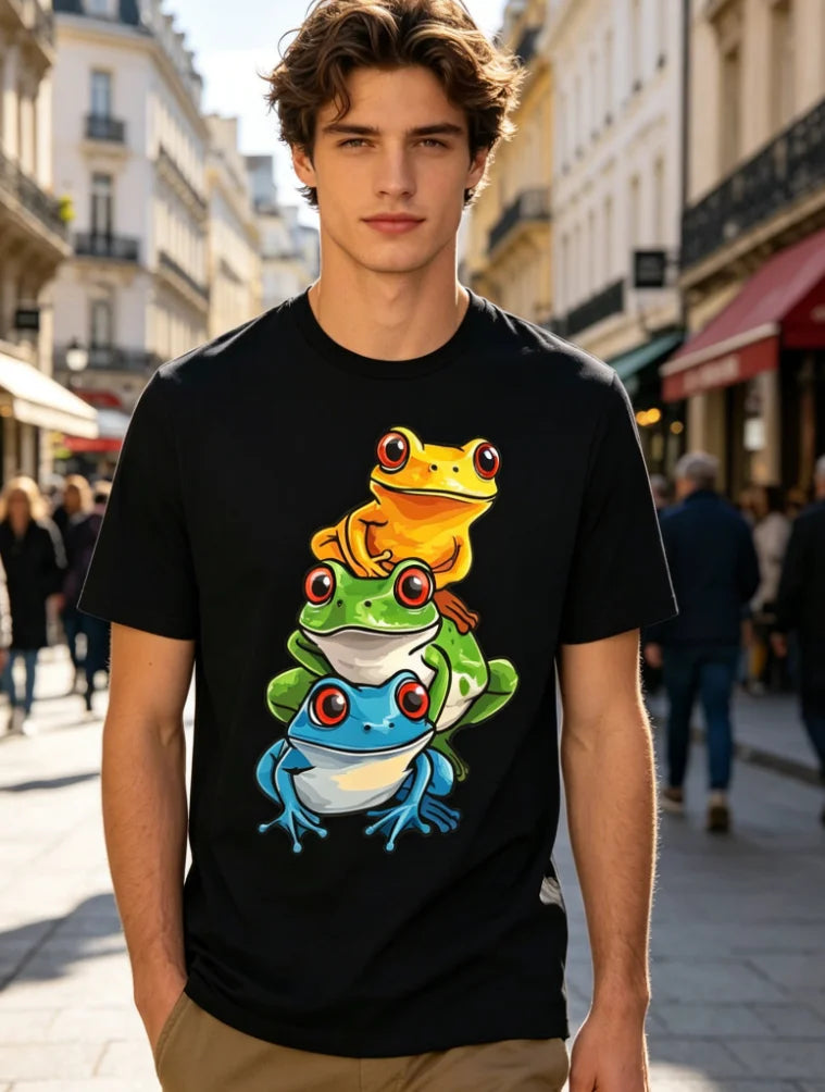 Funny Frog T-Shirt, Unisex - You Thought I Was Normal Green Frog Smile and Poison Arrow Design Crew Neck Retro Graphic T-Shirt