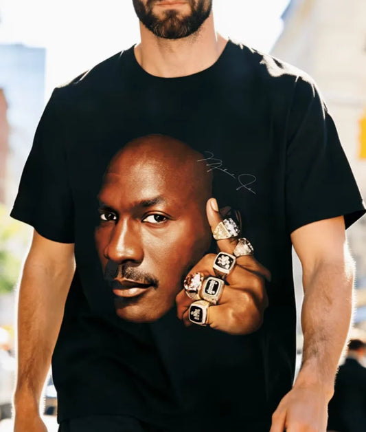 Six Crowns and Six Rings T-shirt The Last Dance Music Graphic 90s Bull T-shirt Fashionable and Minimalist Retro T-shirt