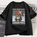 Cat Meme T Shirt Proud Microplastic Cat T-Shirt Short Sleeve Graphic Tee Cotton Casual O Neck Fashion T-shirt Streetwearw Unisex