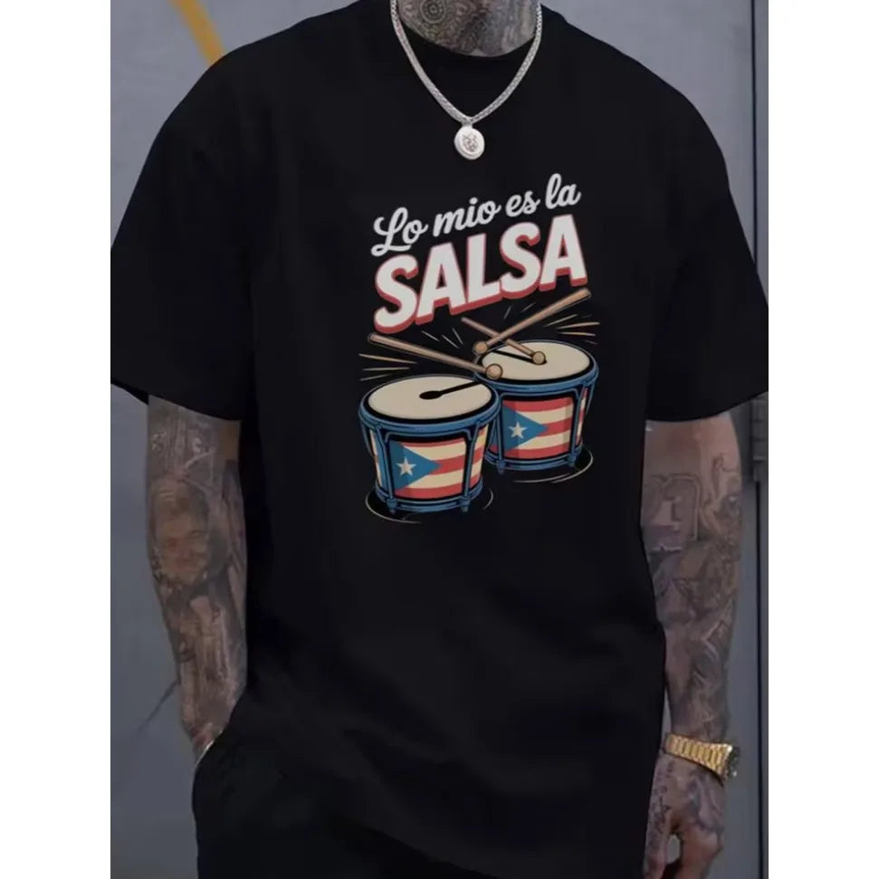 T-Shirt Men's Latin Dance Graphic T-Shirt - From My House To The Dance Floor Tee for Salsa Casual Party Fit Short Sleeve Shirt