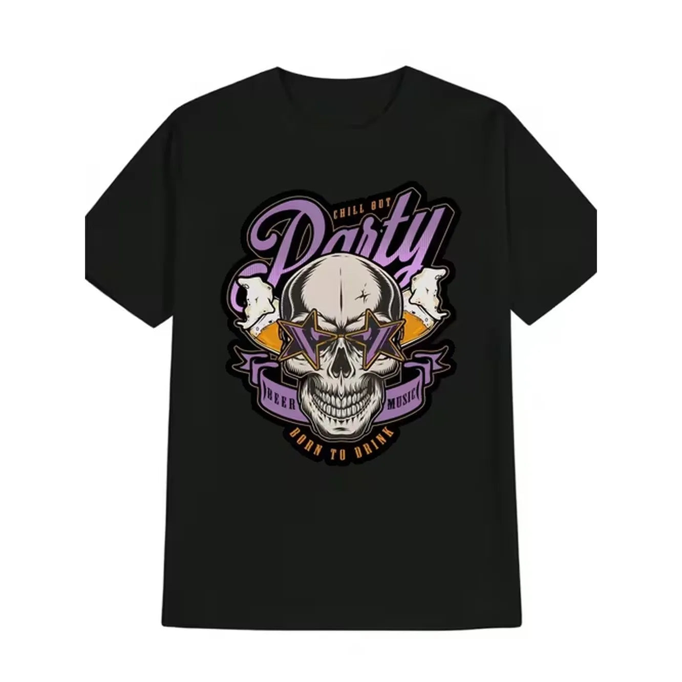 item picture mens retro skull graphic t shirt for parties stylish birthday celebration tee featuring a purple and white skull graphic lightweight casual shirt for men washable gift option for birthdays weekend catching print sturdy fabric