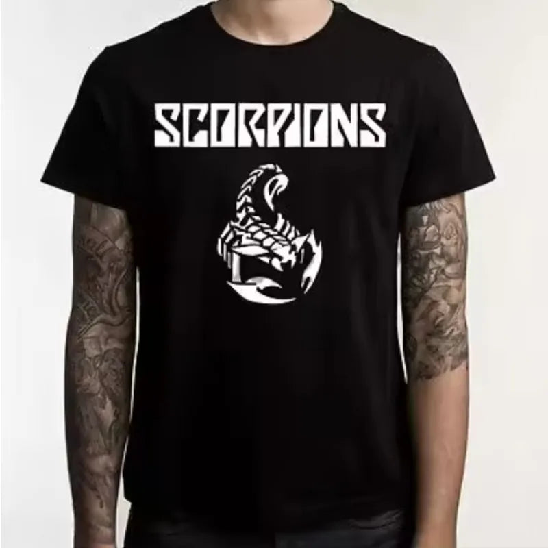 Scorpions T-shirt Hard Rock Men's Black Cotton Tee Shirt Summer Fashion Top Tees New Cotton Tops