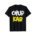 item picture mens black cotton t shirt with kar graphic print yellow white text casual round neck short sleeve tee comfortable casual attire smooth texture shirt for year round casual outfits