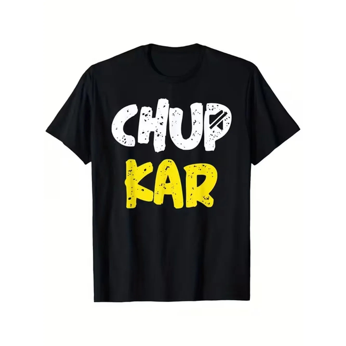 item picture mens black cotton t shirt with kar graphic print yellow white text casual round neck short sleeve tee comfortable casual attire smooth texture shirt for year round casual outfits