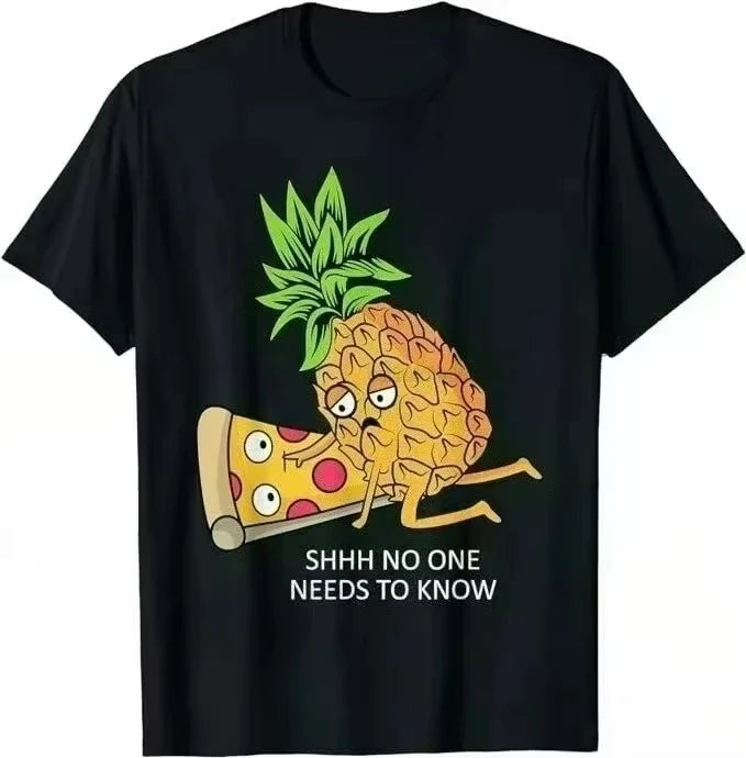 HOT SALE Pineapple Belongs To Pizza Lovers Fun Food Niche Summer Design Sense High Street High Quality Short Sleeve Men T-shirt