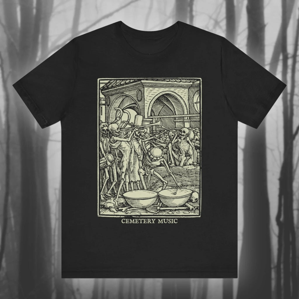 Graveyard Music Goth T-shirt Dance of Death Goth T-shirt Mementos of Death Scary Dance Ghost Top Unisex Short-sleeved T-shirt