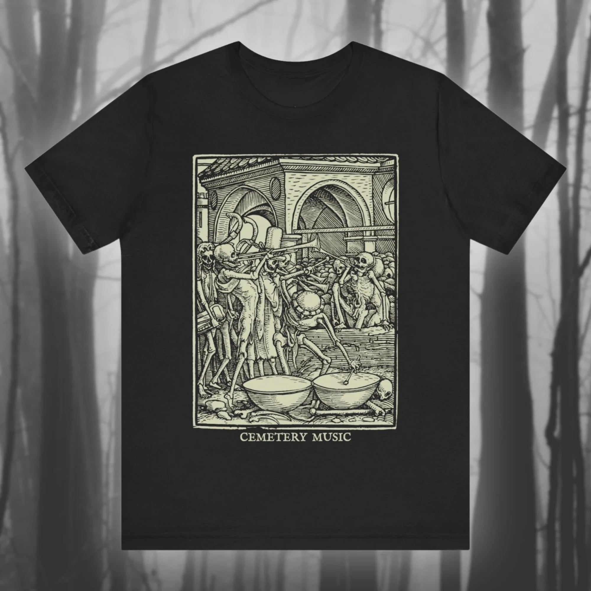 Graveyard Music Goth T-shirt Dance of Death Goth T-shirt Mementos of Death Scary Dance Ghost Top Unisex Short-sleeved T-shirt