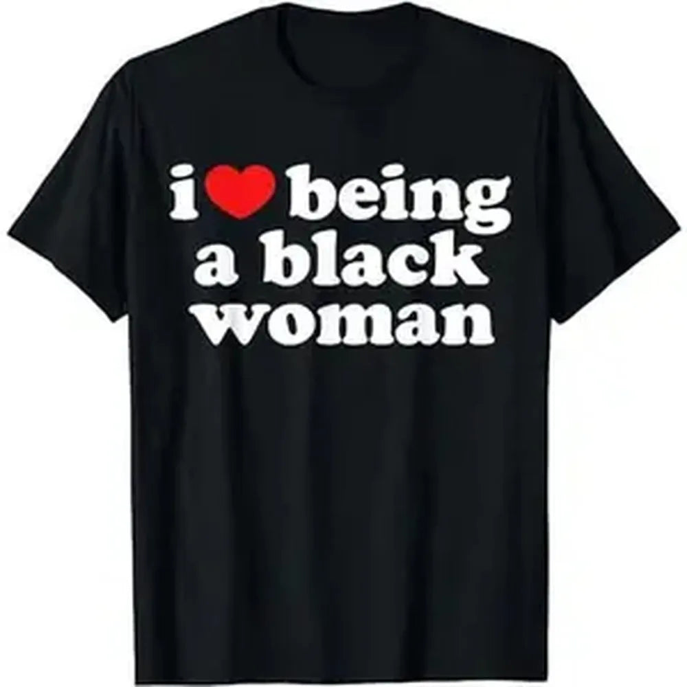 100% Cotton - I Love Being Black Woman T-Shirt, I Heart Being Black Woman Graphic, Golf Casual Gift Tee for Men and Women