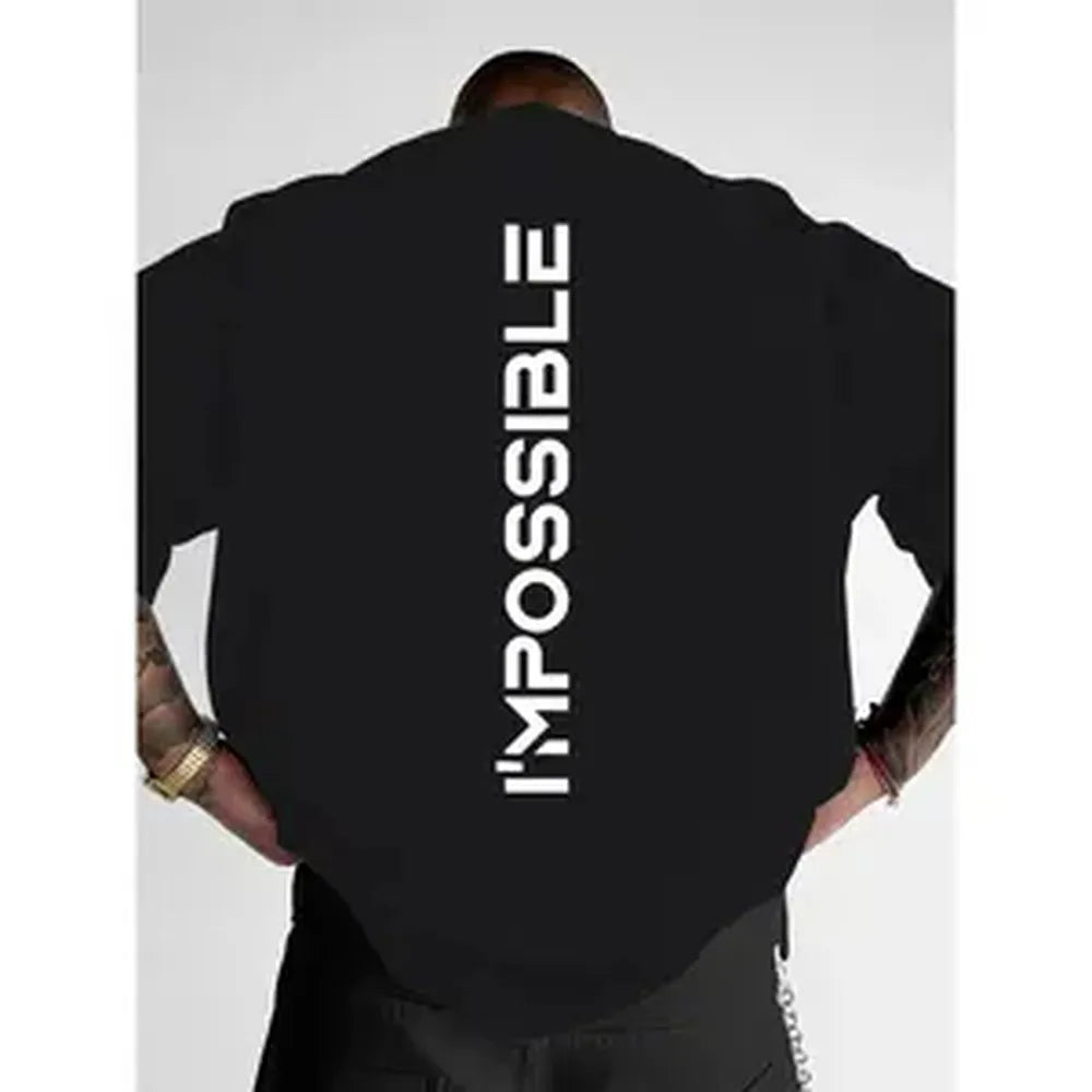 Men's Plus Size Letter Print T-Shirt, Casual Streetwear Short Sleeve Collared Top with a Comfortable Loose Fit, Tshirt