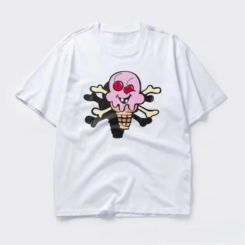 HOT SALE Summer Clothing Tops BBC ICECREAM Tide Brand Colorful Flying Dog Print Short Sleeved T Shirt Men Women Cotton Tshirt