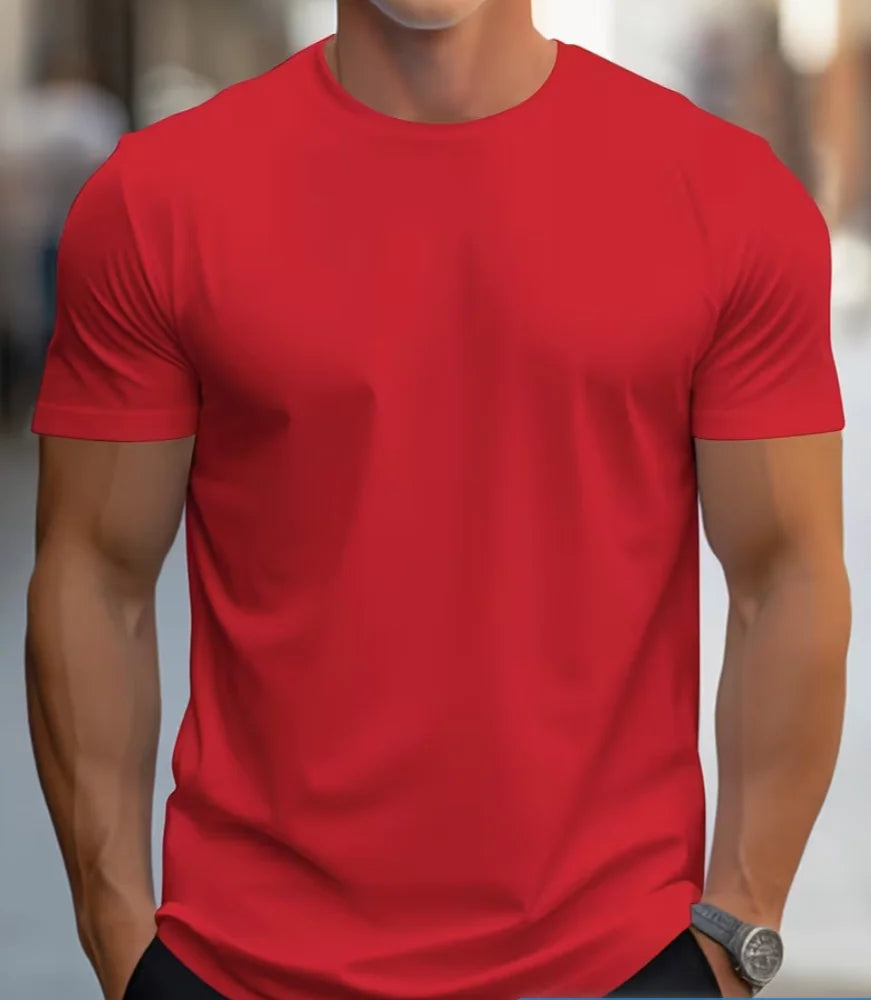 Men'S & Women'S Comfortable Solid Color Short Sleeve T-Shirt - Regular Fit Crew Neck, Breathable Summer Casual Top Casual Attire