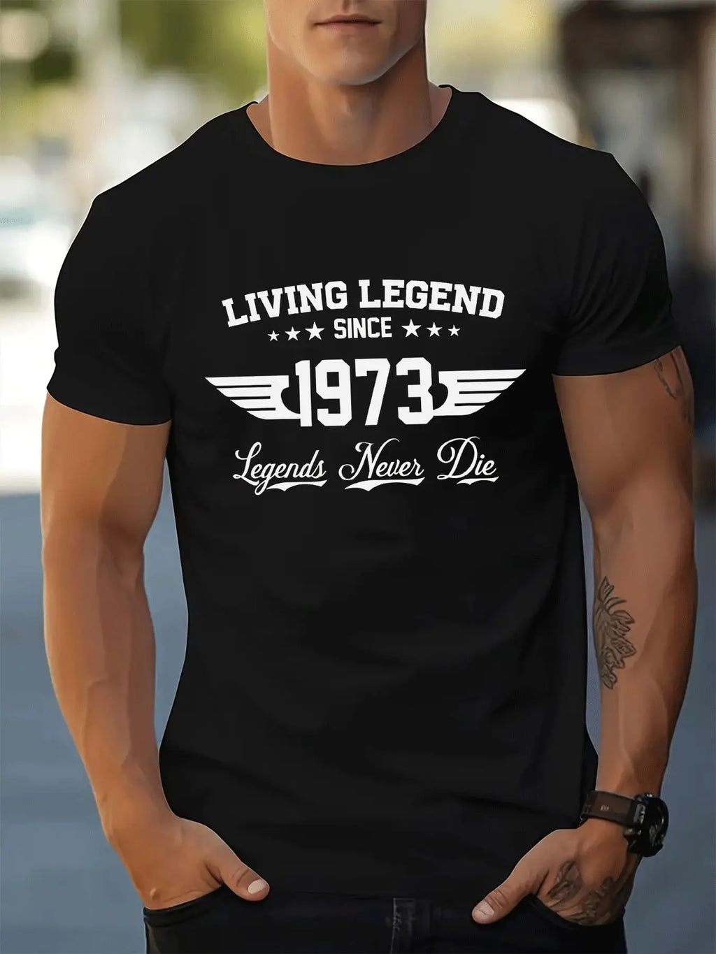 Men'S Fashion Casual T-Shirt with Graphic Print: Living Legend Since 1973 - A Style That Endures