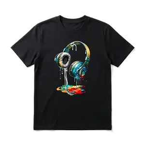 Unisex Colorful Headphones Graphic T Shirt Music Festival Streetwear Print Soft Short Sleeve Crew Neck Casual Daily Wear Birthday Gift For Men Women Friends Tees Tops