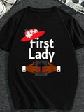 Christian Religious T-Shirt for Men & - First Lady Pastor's Wife Graphic Tee with Red Floral Cross Design, 100% Fit Church Apparel, Unisex Sizing S-XXXL, Casual Wear & Ministerial Attire, PLUS SIZE