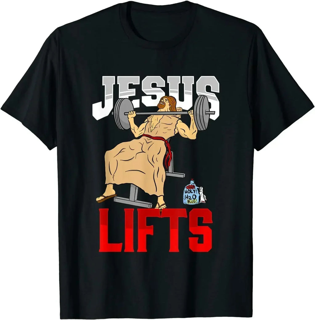 HOT SALE Funny Jesus Christian Weight Lifting Men Women Gym Gag Gifts T-Shirt Streetwear Men Clothing Tops Camisetas