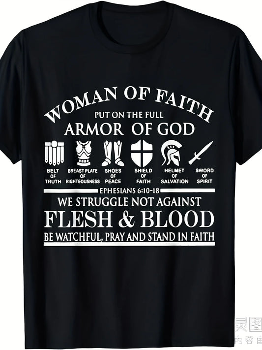Plus Size, Unisex Christian Armor T-Shirt - Complete Set of Biblical Armor Designs (Breastplate, Helmet, Shield) - Faith Apparel, Church Attire, Religious Clothing
