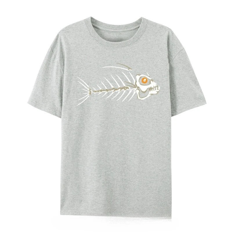 HOT SALE Fish Skeleton Skeleton Custom Plain Funny T-shirt Cotton T-shirt Party T-shirt Large Neutral T-shirt Men's Clothing