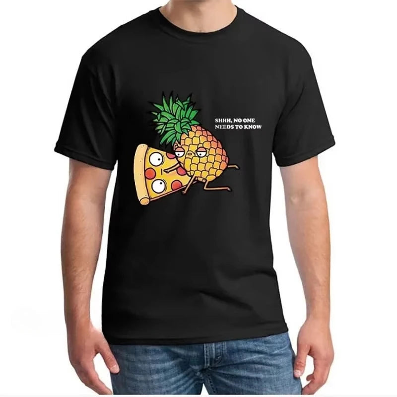 HOT SALE Men's Clothing Soft Pineapple Pizza Fruit Print T-shirt Harleyquill Style Top Casual Streetwear Men's Short-sleeved Tee