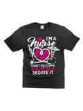 Funny Nurse Joke T-Shirt for Men and Women - Large Black Retro Humor Tee with Nurse Sayings | Comfortable Casual Short Sleeve Graphic Shirt for Healthcare Workers, Casual Attire, Crew Neck, Slight Stretch Fabric, All-season Wear
