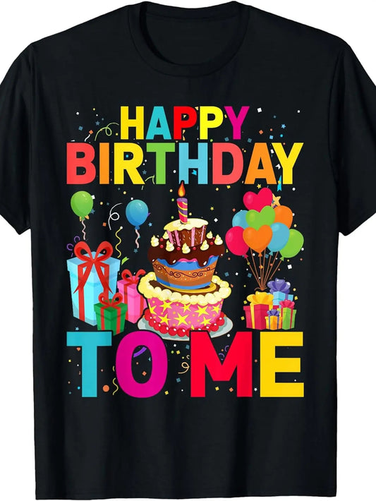 Plus Size Vibrant Birthday T-Shirt, Embellished with Festive Cake And Balloon Motifs - Showcases a Lively And Colorful Style, Enhanced with Gift And Confetti Details, Ideal for Birthday Festivities And Special Events
