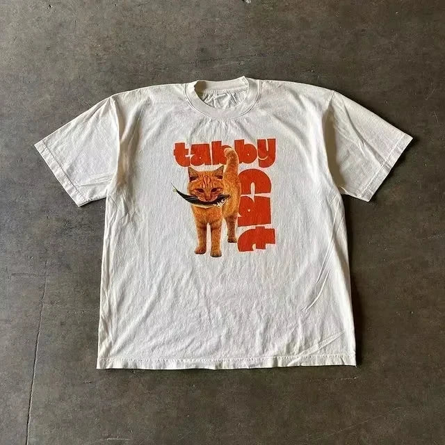 2025 Summer Fashion Tee Men Women Cotton T-shirt Y2K Loose Street Letter Print Short Sleeve Casual T-shirt  Retro Harajuku Top