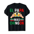 Unisex Loose-Fitting Lightweight Foldable All-Seasons Graphic Crew Neck Tee - Funny "El Papa Mas Chingon" Mexican Dad Husband Regalo Sports Top