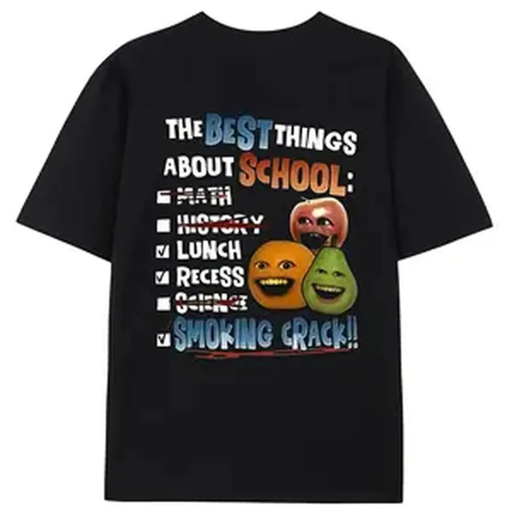 Funny Orange Character School Meme Graphic Tshirt Tee for Men and Women 100% Cotton Soft Comfortable Casual Streetwear Top Good Graphic T Shirt Gift for Students Teens Everyday Outfit Unisex